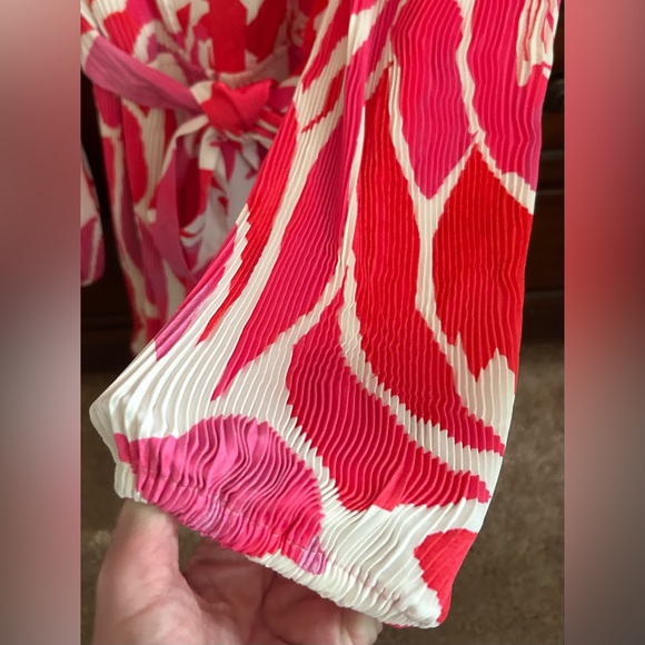 NWT, Milly LIV Dream Rose Pleated, Tie- Waist Dres - Picture 11 of 16